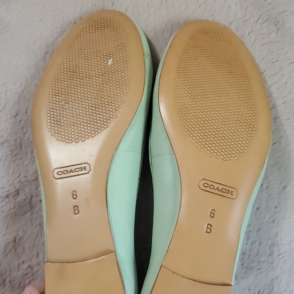 Coach August Leather Comfort Slip On Ballet Flats Light Green Size 6 - Picture 7 of 10